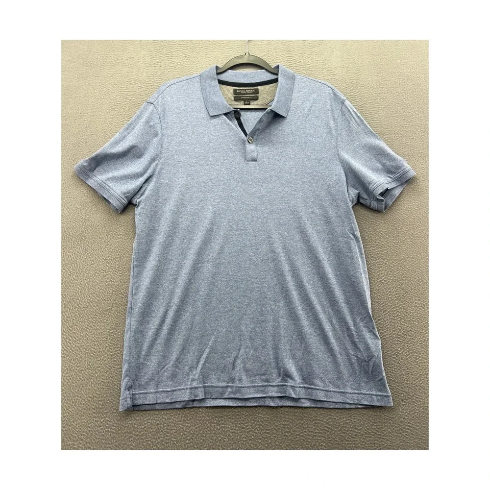Banana Republic Polo Shirt Mens Sz L Luxury Touch Blue Standard Fit Cotton